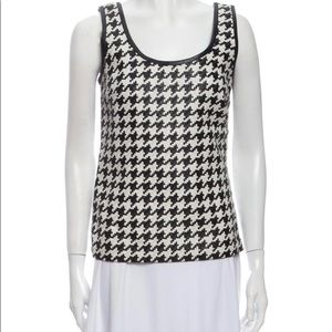 Leather Ralph Lauren woven  intrecciato tank top black/white sz 8
